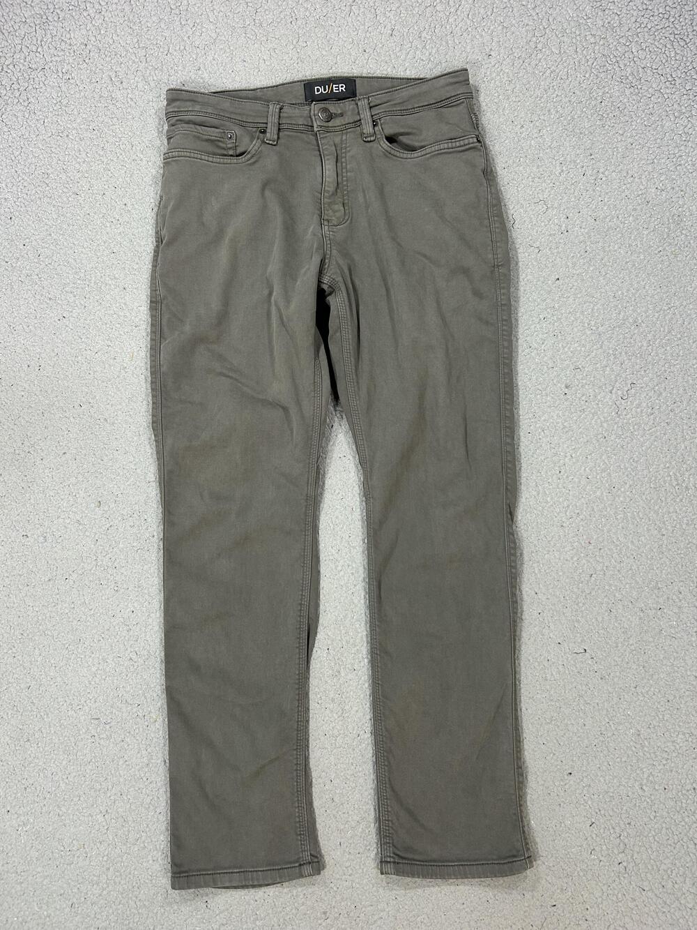 Duer Pants Mens 31x30 Gray N2X Relaxed Taper Stretch 5 Pocket Chino Casual Denim